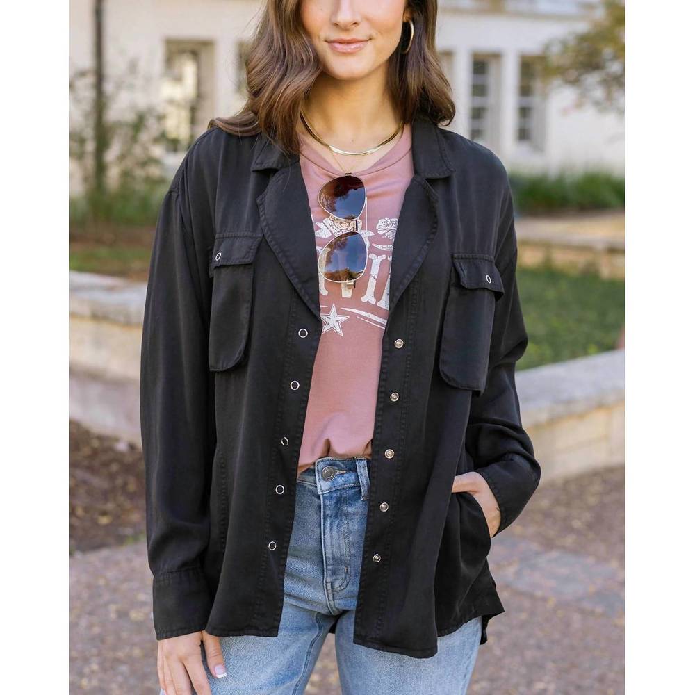 NEW GRACE AND LACE utility shirt jacket in black